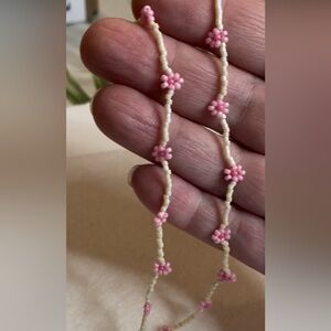 Japanese Cherry Blossom Necklace Choker Pink Cream Heart Trendy